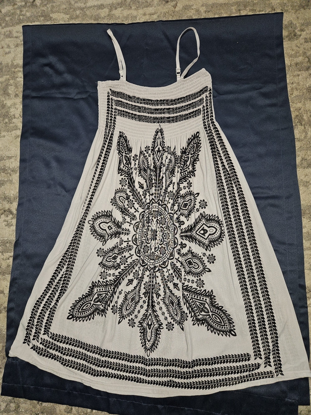 Black & White Printed Spaghetti-Strap Mini Dress
